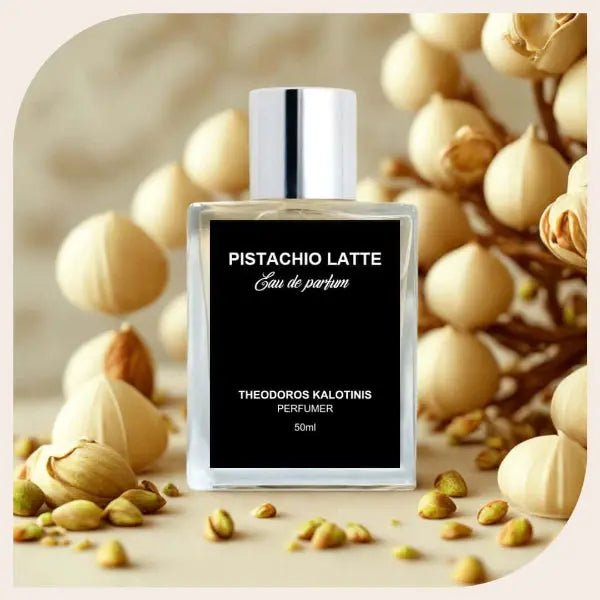 Pistachio Latte perfume bottle by Theodoros Kalotinis – niche gourmand fragrance