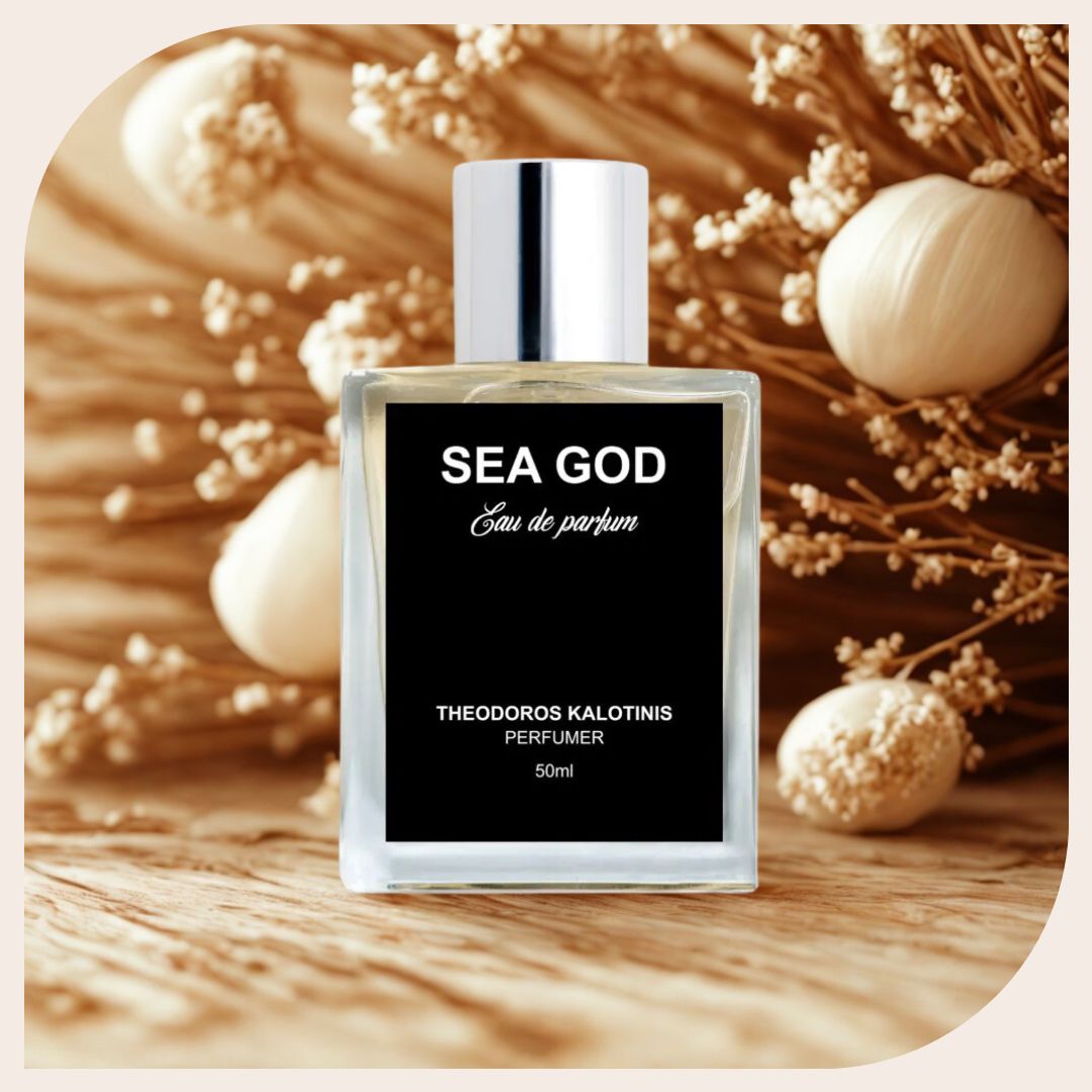 Bottle of Sea God by Theodoros Kalotinis – fresh aquatic masculine fragrance for him with bergamot, ocean notes, and cedarwood; Theodoros Kalotinis Sea God Perfume Bottle – Luxury Aquatic Fragrance
